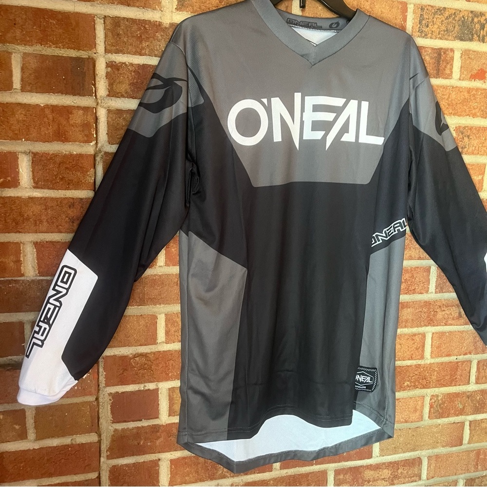 O'Neal Men S Motocross Jersey BMX Dirt Bike Long Sleeve Black White Grey EUC